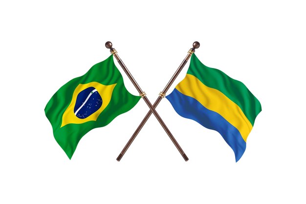 Barazil versus Gabon Flags Background