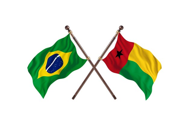 Barazil versus Guinee-Bissau vlaggen achtergrond