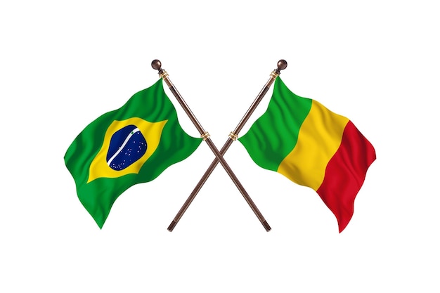 Barazil versus Mali Vlaggen Achtergrond
