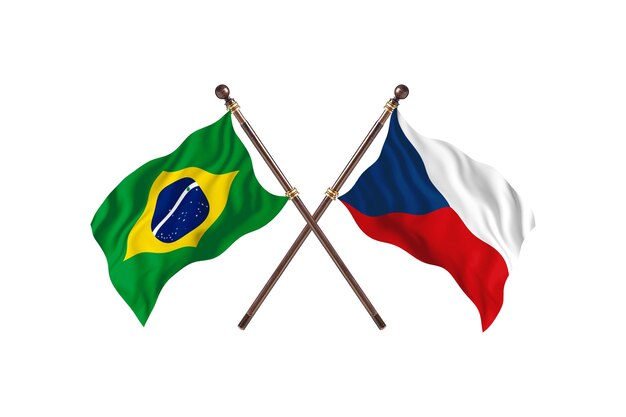 Barazil versus Tsjechië vlaggen achtergrond