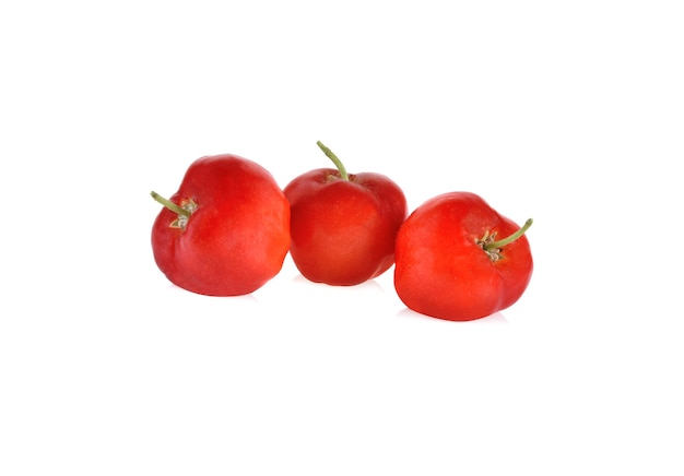 Barbados cherry,Ripe thai cherry on white background