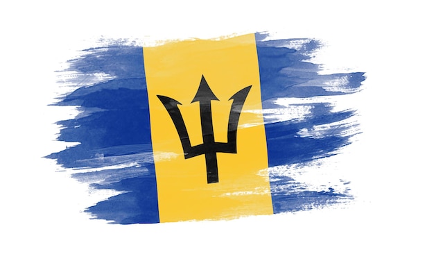 Barbados flag brush stroke, national flag on white background