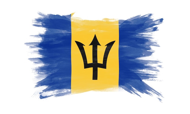 Barbados flag brush stroke, national flag on white background