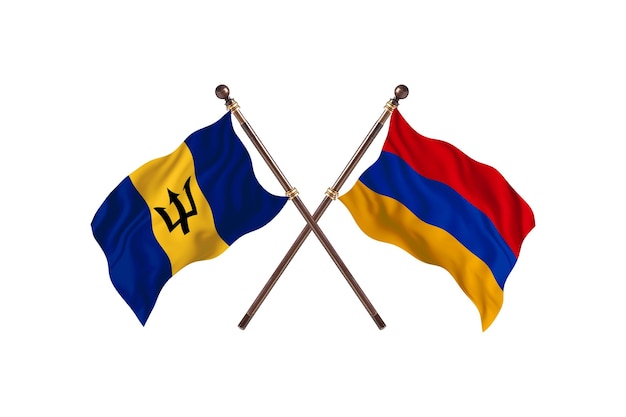 Barbados versus Armenië twee landen vlaggen achtergrond