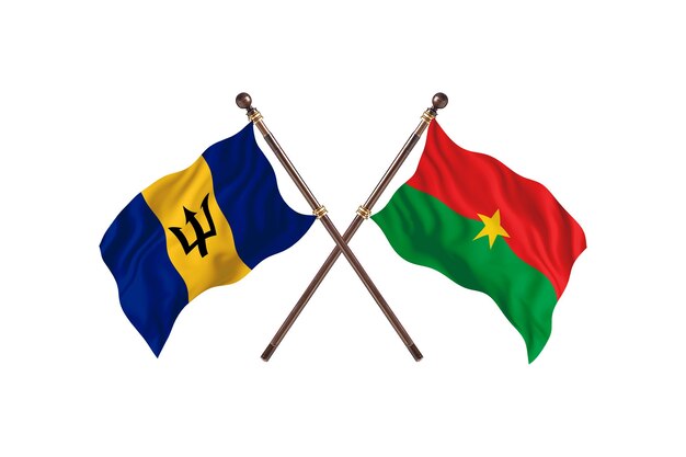 Barbados versus Burkina Faso twee landen vlaggen achtergrond