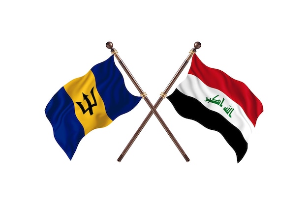 Barbados versus Irak twee landen vlaggen achtergrond