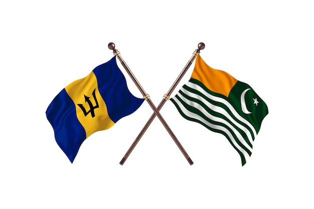 Barbados versus Kazakhstan Two Countries Flags Background