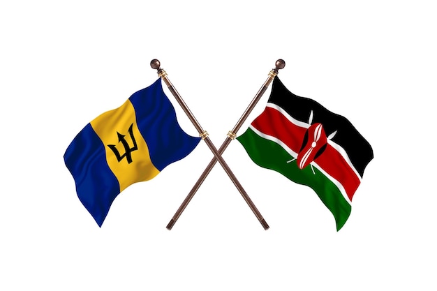 Barbados versus Kenia twee landen vlaggen achtergrond