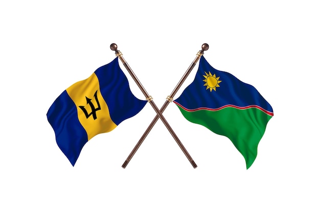 Barbados versus Namibia Two Countries Flags Background