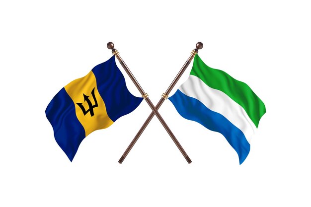 Barbados versus Sierra Leone twee landen vlaggen achtergrond