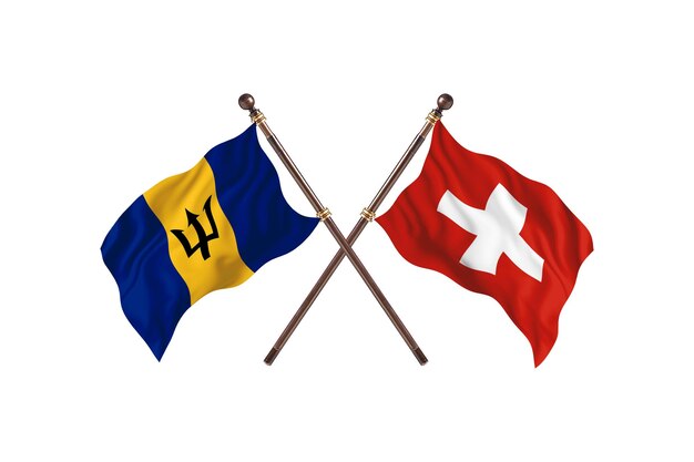 Barbados versus Suriname Twee landen vlaggen achtergrond