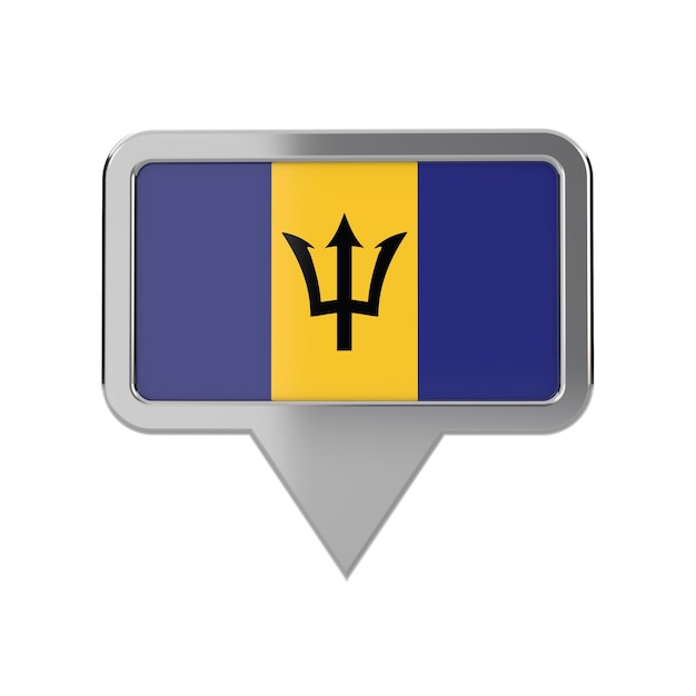 Barbados vlag locatiemarkeringspictogram 3D-rendering