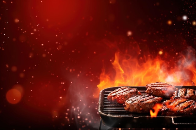 Photo barbecue background with fire