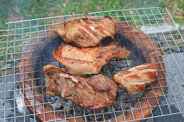 Barbecue on charcoal stove