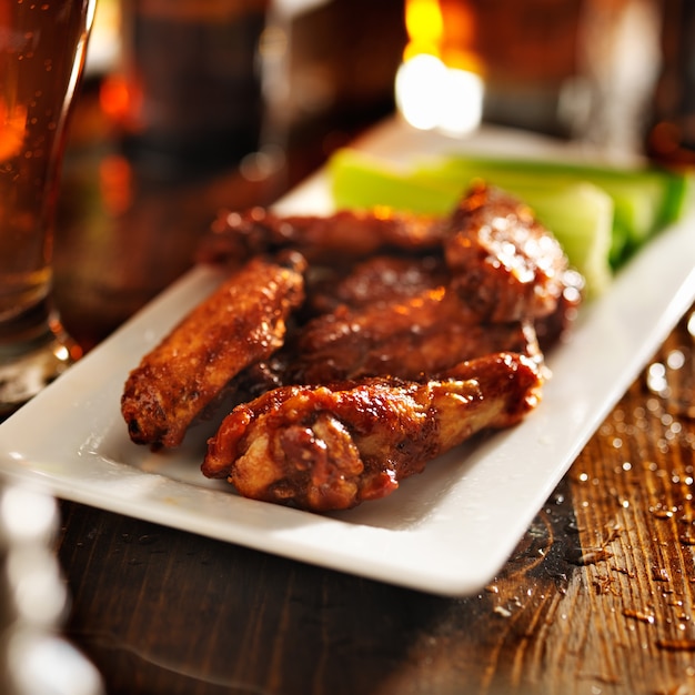 Barbecue chicken wings on a plate