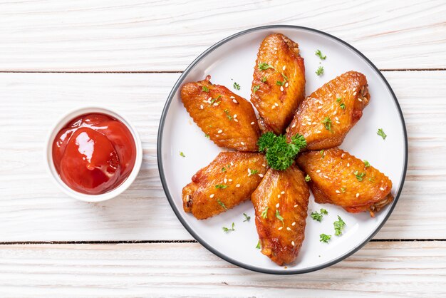 barbecue chicken wings with white sesame