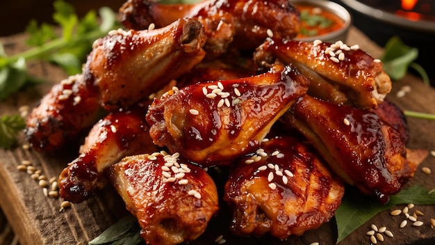 Barbecue chicken wings with white sesame