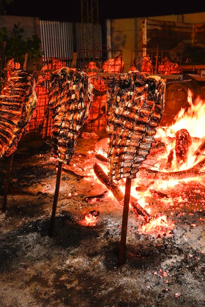 Barbecue cow ribs traditional Argentine roast