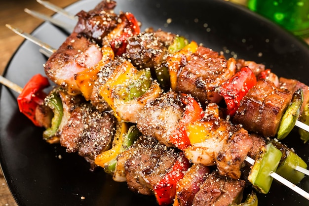 Barbecue Fresh Beef Kebabs with green peppers