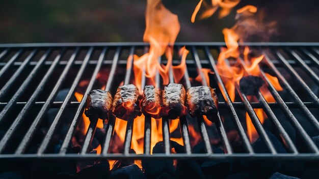 Barbecue grill hot coal and burning flames you can see more bbq grilled food