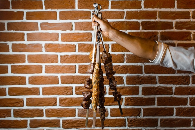 barbecue grill in the kitchen in the restaurant