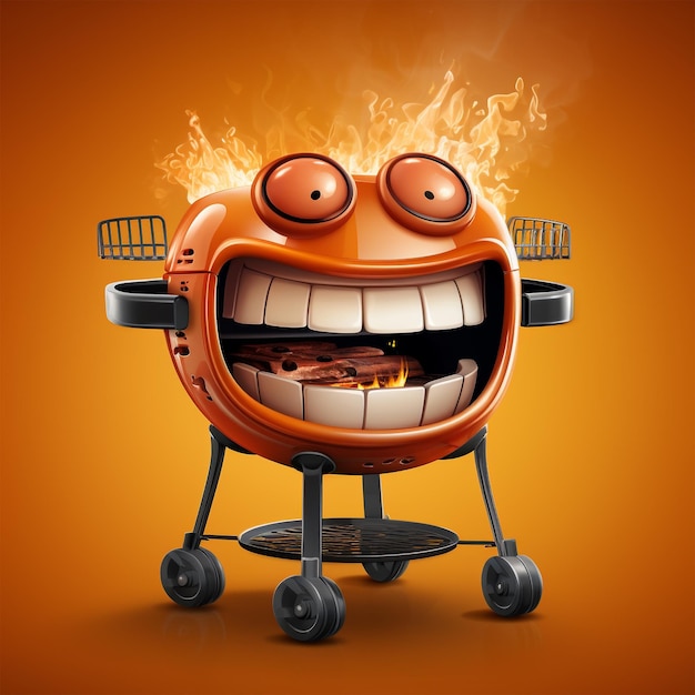 A barbecue grill smiling vector