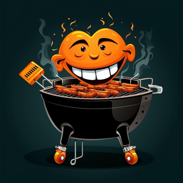 A barbecue grill smiling vector