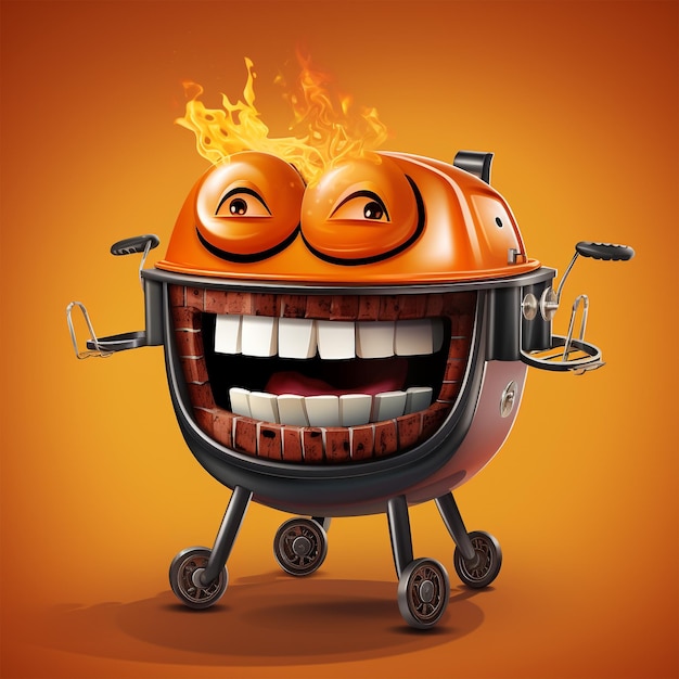 A barbecue grill smiling vector