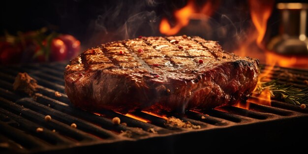 Barbecue Grill with Sizzling Steak