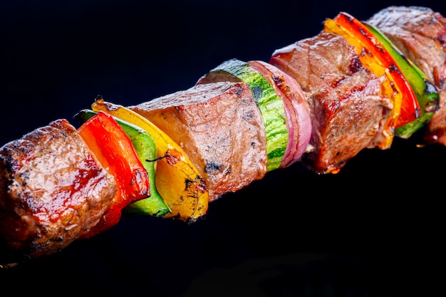 Barbecue meat skewer with vegetables