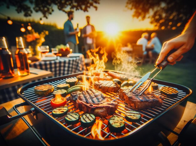 Barbecue party in fine weather