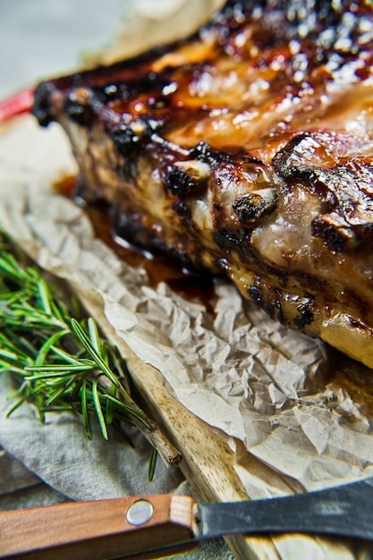 Barbecue pork ribs. 