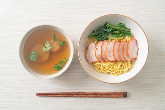 Barbecue Red Pork Noodles with Soup - Asian food style