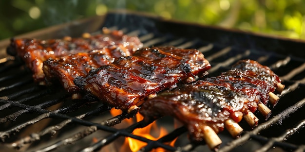 Barbecue ribs on the grill