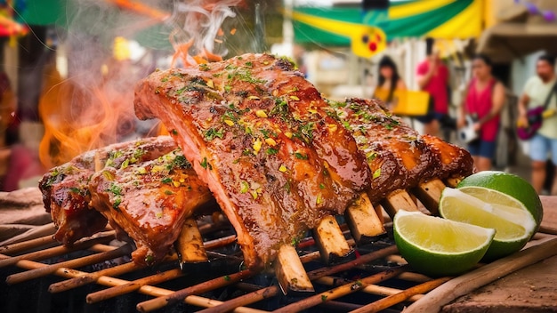 Photo barbecue ribs traditional brazilian barbecue