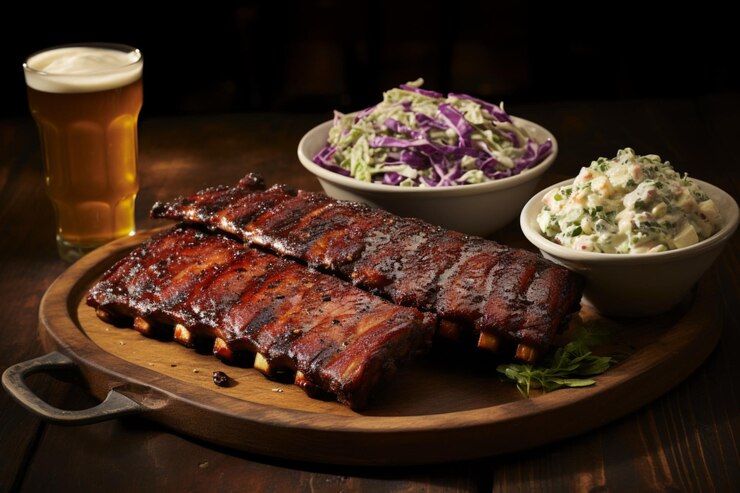 Photo barbecue ribs with a side of cranberry almond