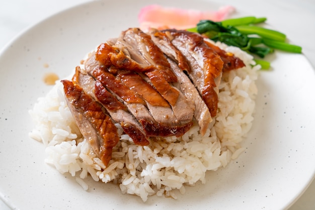 Barbecue roasted duck on rice