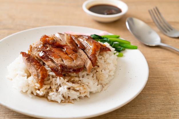 barbecue roasted duck on rice