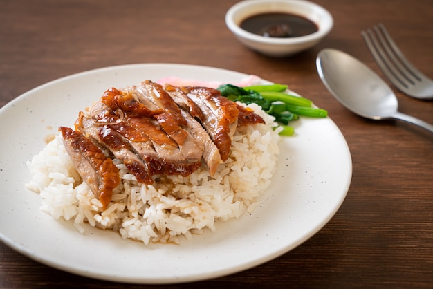 barbecue roasted duck on rice