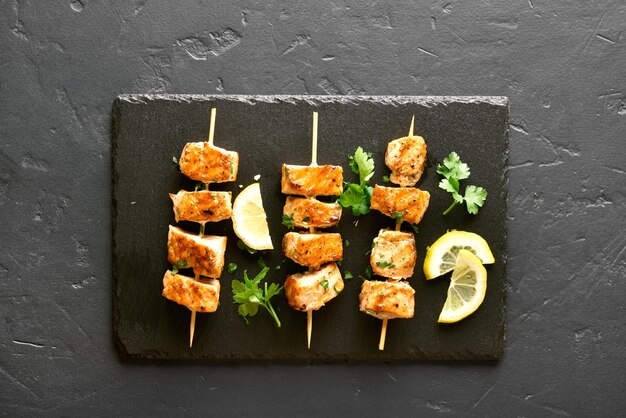 Barbecue salmon skewers