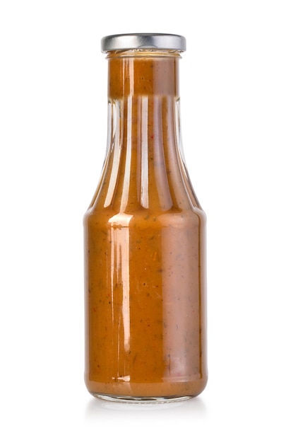 Barbecue sauces in glass bottles