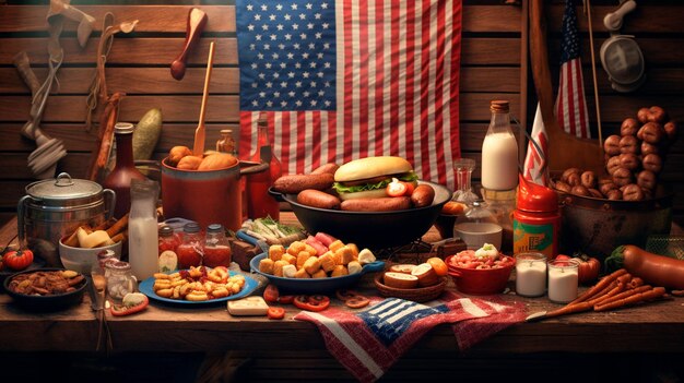 Barbecue Scene Set up a classic 4th of July barbecue Generative AI