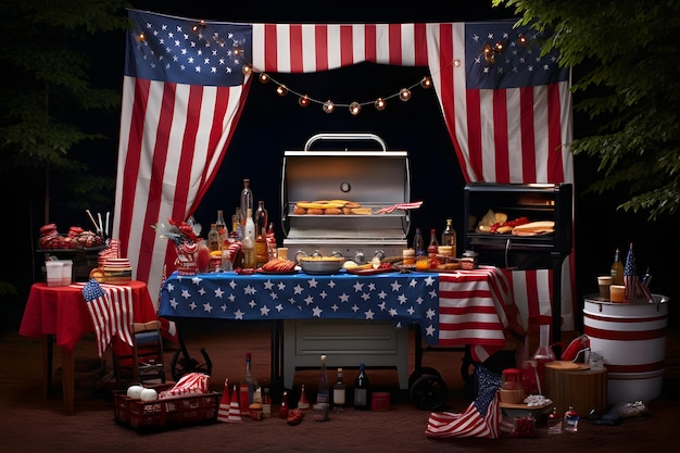 Barbecue Scene Set up a classic 4th of July barbecue