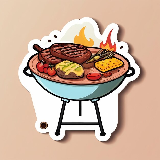 Photo barbecue sticker with ai generative