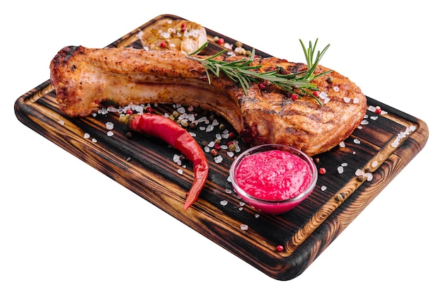 Barbecue tomahawk steak on cutting board