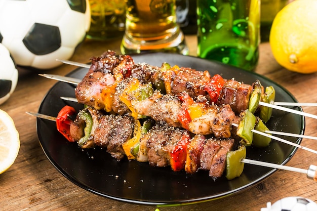 Barbecue Verse Beef Kebabs Met Groene Pepers