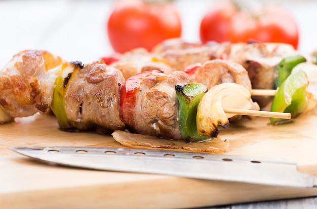 Barbecue on wood table