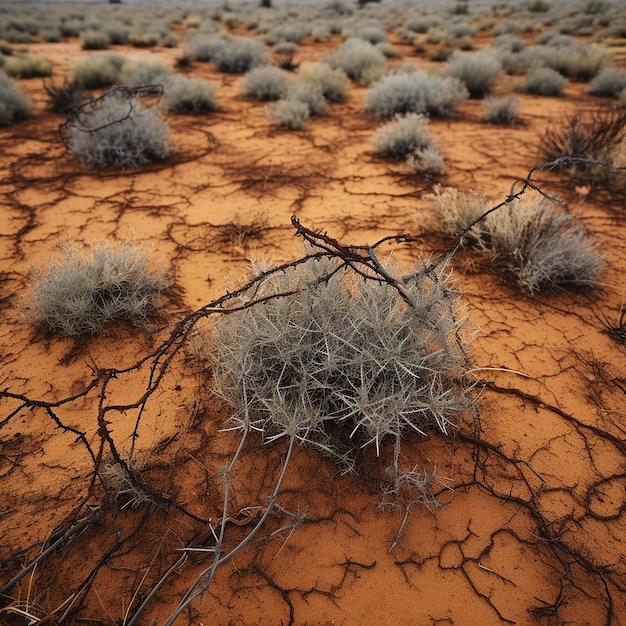 Photo barbed wire against desert defensive landscape