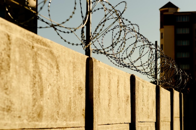 A barbed wire against the sky Barbed wire in prison