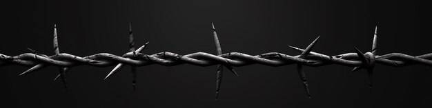 barbed wire on a black background long frame